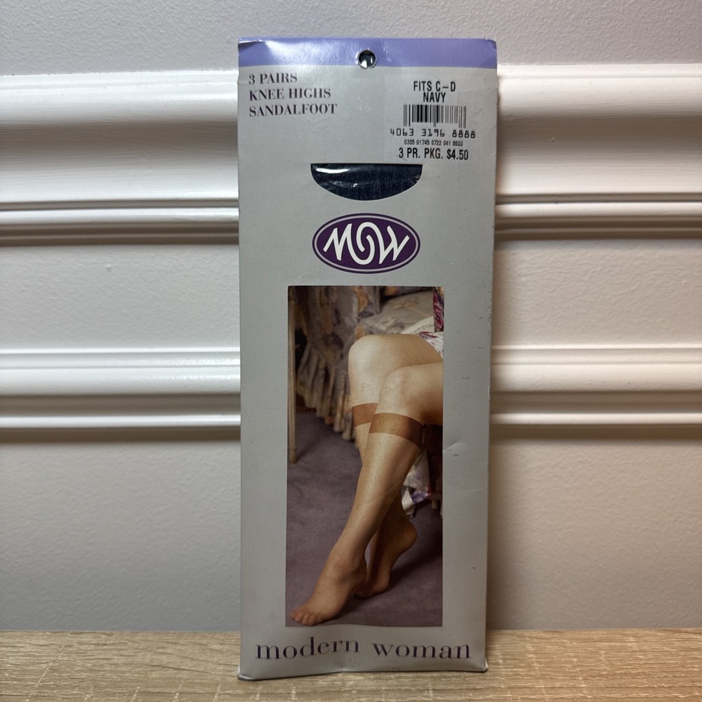 Vintage Modern Woman 3 Pairs Navy Size C-D Knee Highs NTW‎